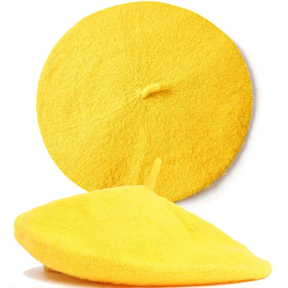 Cozy Chic Wool Cashmere Beret - Yellow - Jewelry