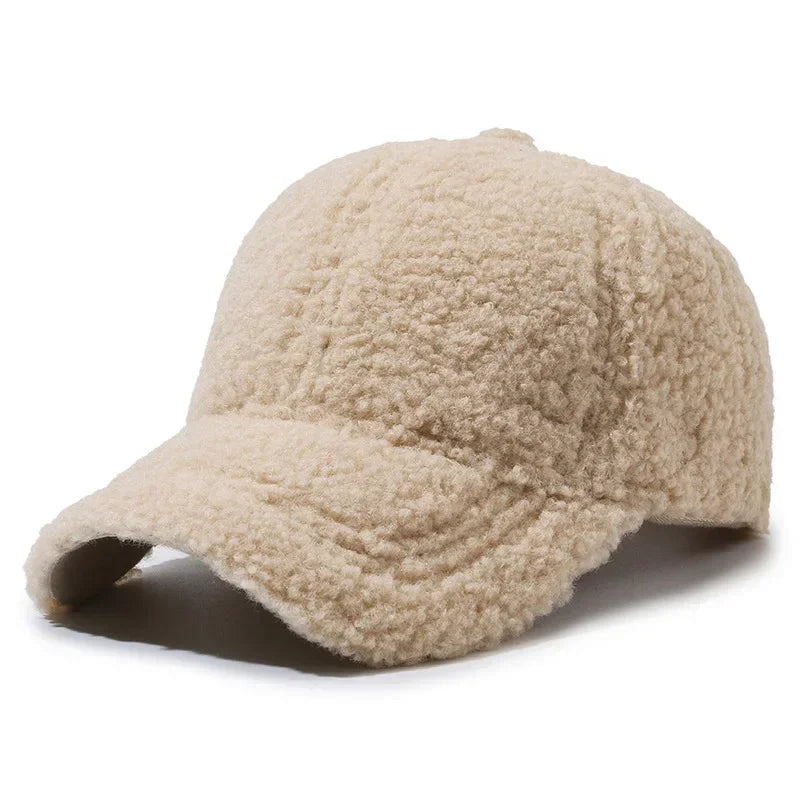 Big Head Solid Artificial Lamb Wool Baseball Cap Women Men Autumn Winter Hats Keep Warm Plush Caps Outdoor Dad Hat