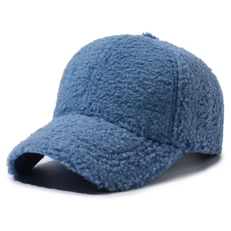 Big Head Solid Artificial Lamb Wool Baseball Cap Women Men Autumn Winter Hats Keep Warm Plush Caps Outdoor Dad Hat