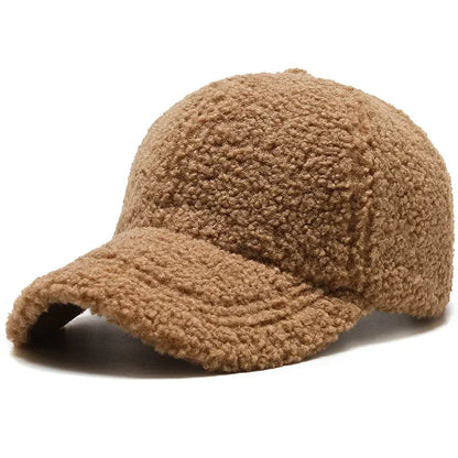 Big Head Solid Artificial Lamb Wool Baseball Cap Women Men Autumn Winter Hats Keep Warm Plush Caps Outdoor Dad Hat