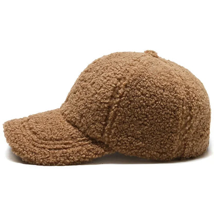 Big Head Solid Artificial Lamb Wool Baseball Cap Women Men Autumn Winter Hats Keep Warm Plush Caps Outdoor Dad Hat