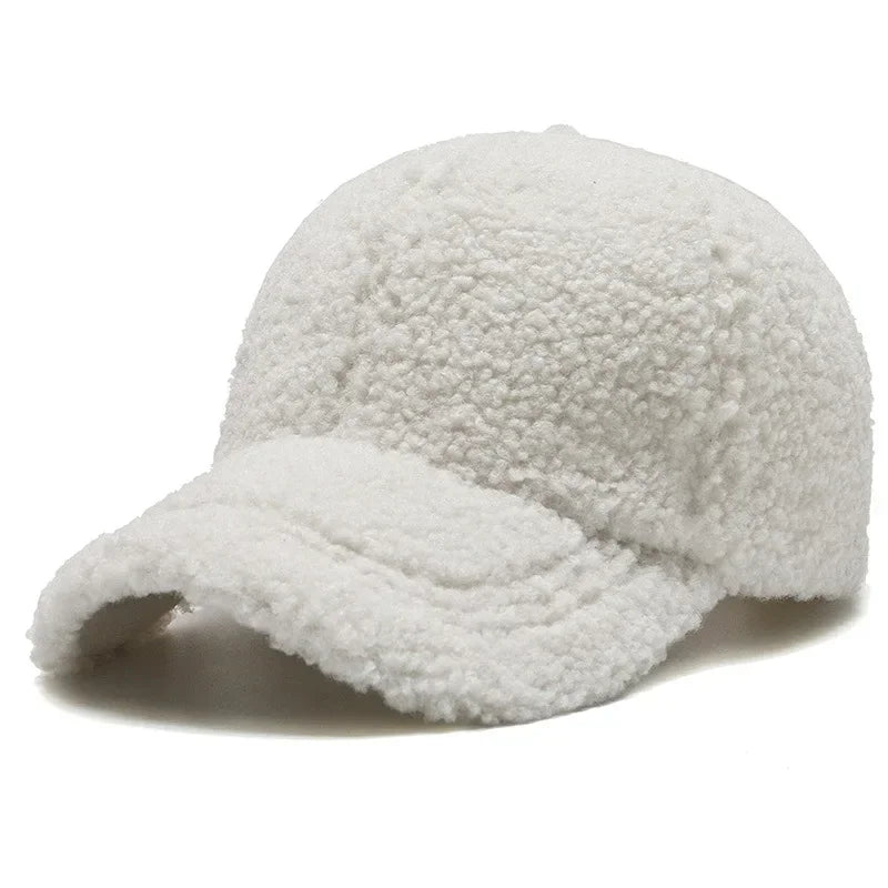 Big Head Solid Artificial Lamb Wool Baseball Cap Women Men Autumn Winter Hats Keep Warm Plush Caps Outdoor Dad Hat