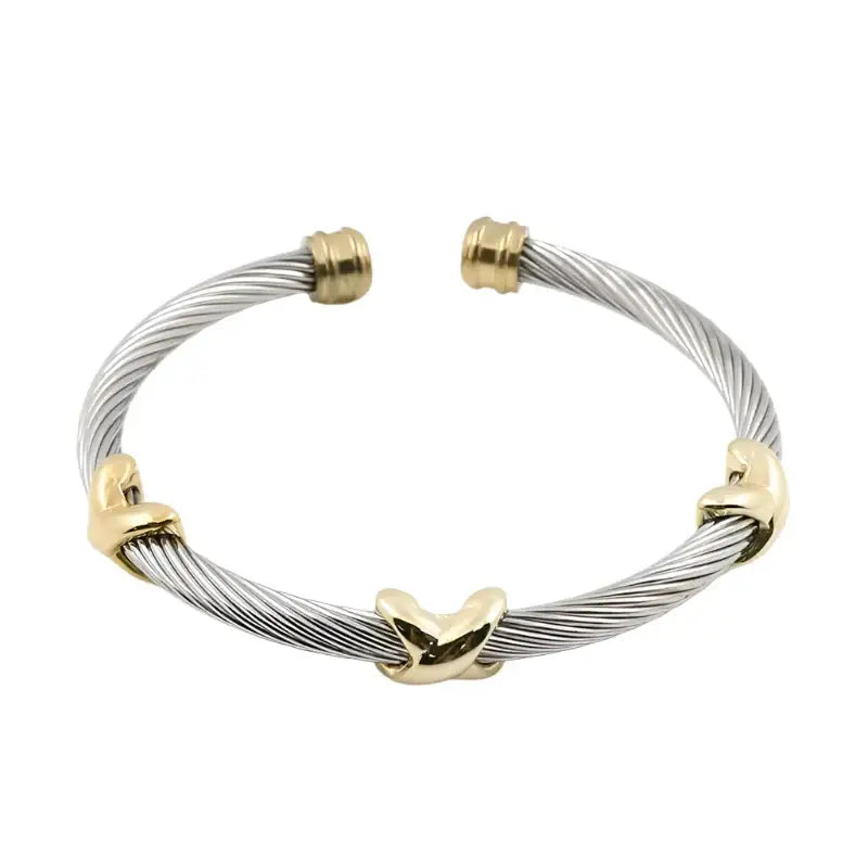 Crossed Paths Cable Bangle - Gold - 3X