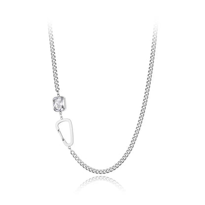 Lokaer Titanium Stainless Steel Pendant Necklaces Trendy Cubic Zirconia Charm Figaro Chain Necklace For Women N22006