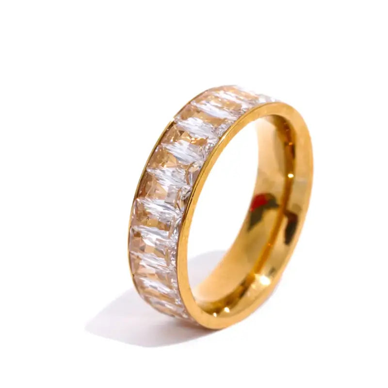 Crystal Eternity Ring – Vibrant Elegance in Every Color - Gold Clear / 6 - Jewelry