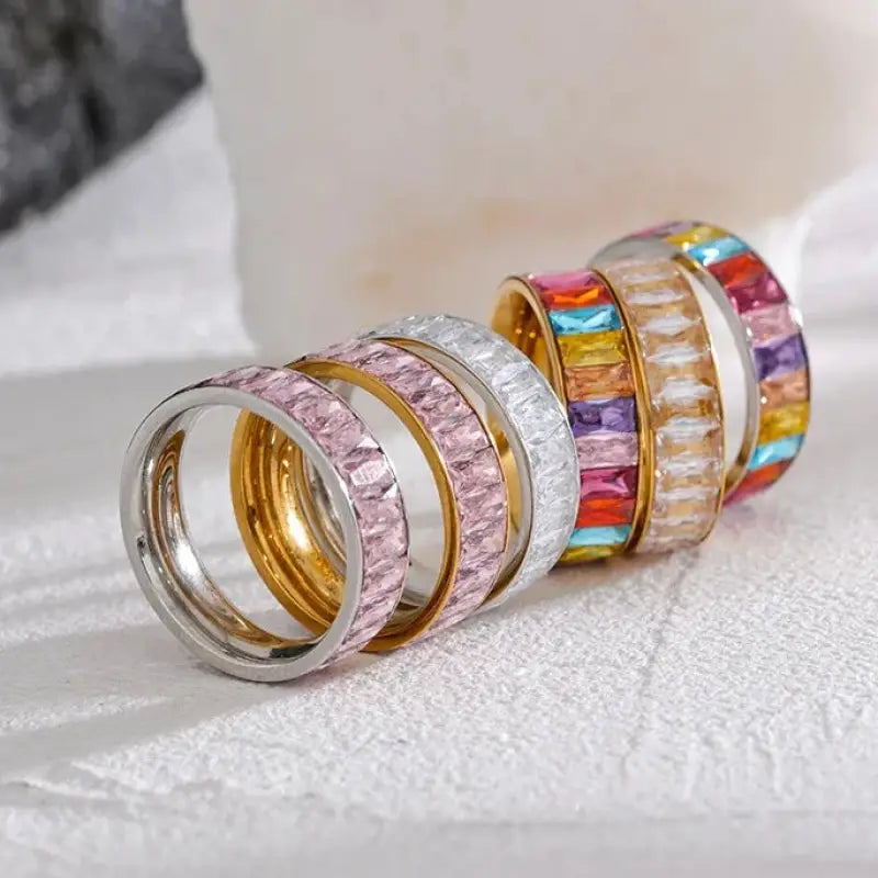 Crystal Eternity Ring – Vibrant Elegance in Every Color - Jewelry