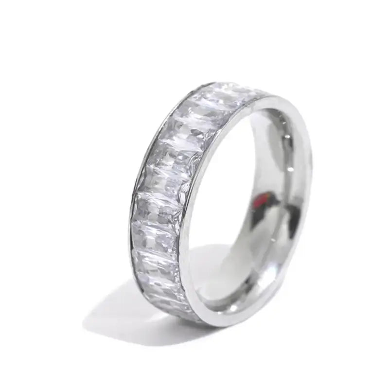 Crystal Eternity Ring – Vibrant Elegance in Every Color - Silver Clear / 6 - Jewelry