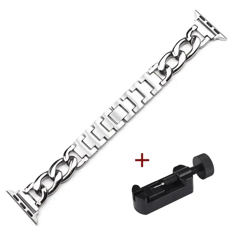 Cuban Link strap for Apple watch se 40mm band 41mm 38mm 44mm 45 42 Stainless steel metal bracelet iWatch series7 6 5 4