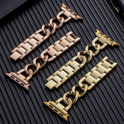 Cuban Link strap for Apple watch se 40mm band 41mm 38mm 44mm 45 42 Stainless steel metal bracelet iWatch series7 6 5 4