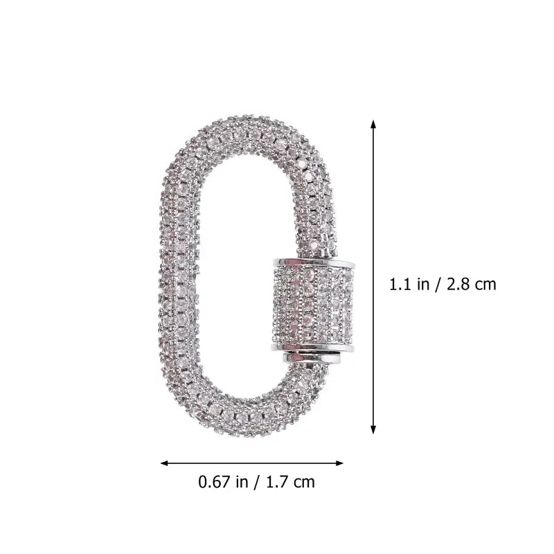 Cubic Zirconia Carabiner Clasp - Silver / 2.8X1.7CM