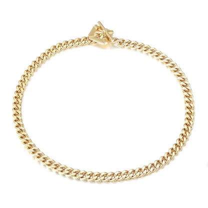 Curb Chain Toggle Necklace - 18K Gold Plated - Jewelry
