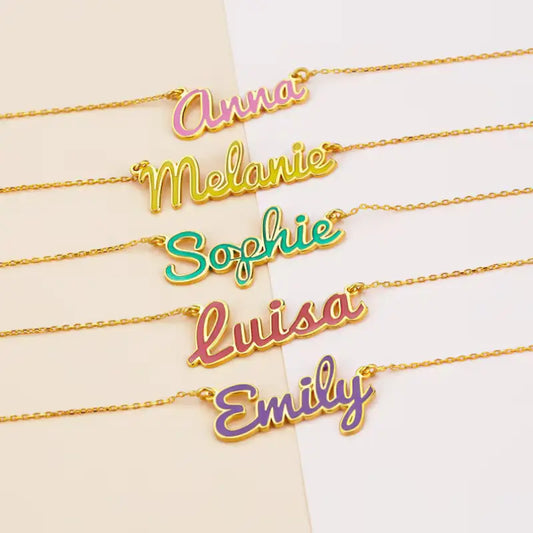 Custom Enamel Name Necklace