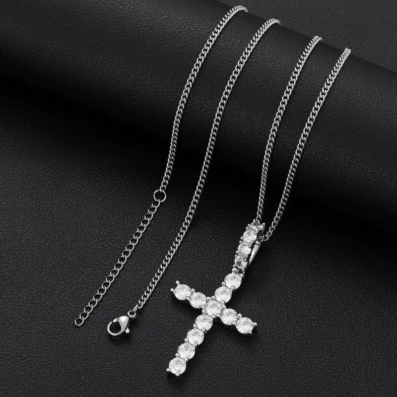 Dainty Moissanite Cross Pendant Necklace - Jewelry