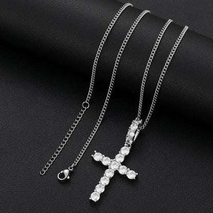 Dainty Moissanite Cross Pendant Necklace - Jewelry