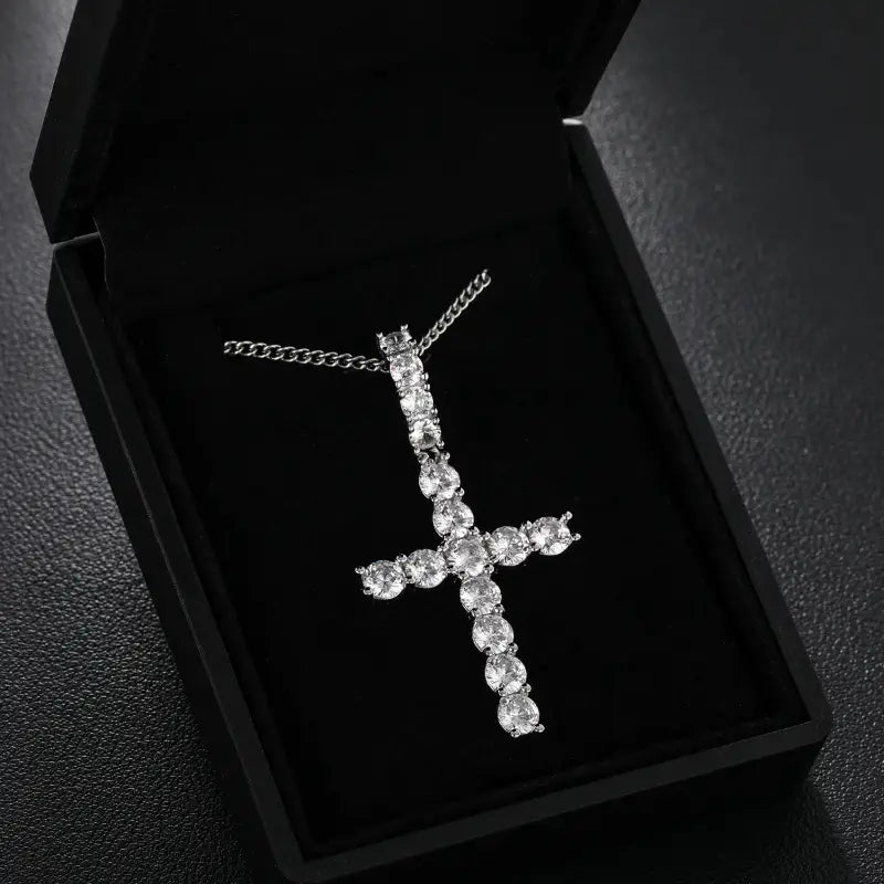 Dainty Moissanite Cross Pendant Necklace - Jewelry