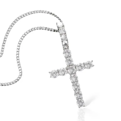 Dainty Moissanite Cross Pendant Necklace - Jewelry