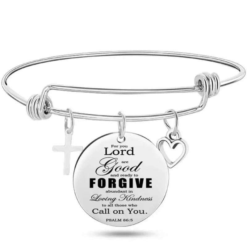 DAVINI 20 style Stainless Steel Adjustable Size Christian Cross Holy Bible Verses Mantra Bangle Bracelet Jewelry