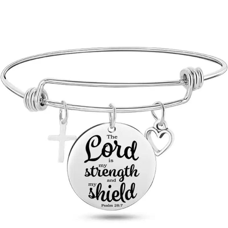 DAVINI 20 style Stainless Steel Adjustable Size Christian Cross Holy Bible Verses Mantra Bangle Bracelet Jewelry