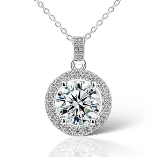 Deborah Moissanite Pendant Necklace - Silver - Jewelry