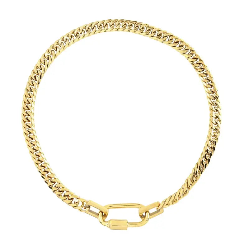 Designer Carabiner Cuban Chain Necklace - Gold - Jewelry