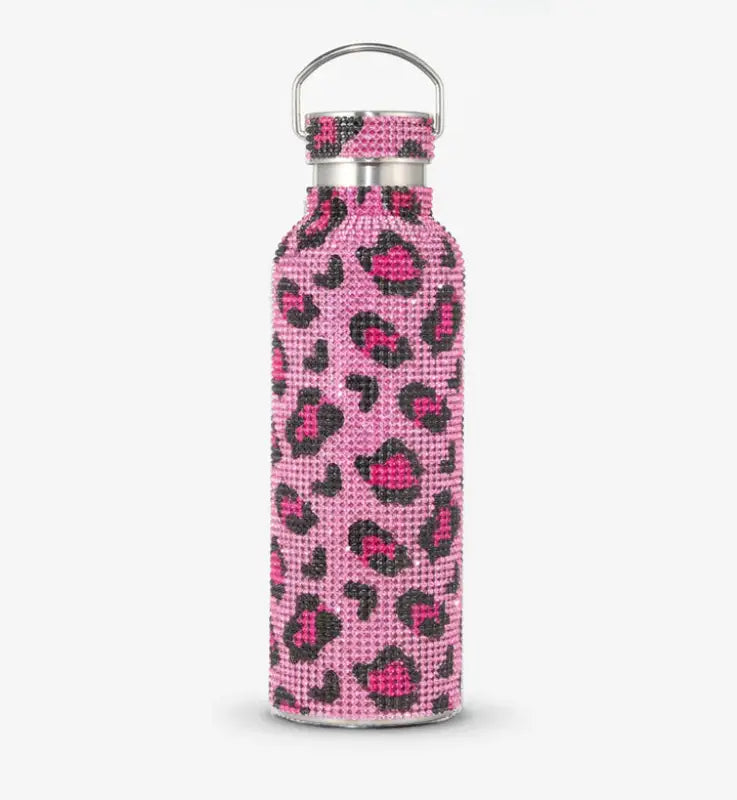 Diamond Bling Steel Tumbler - Pink Leopard