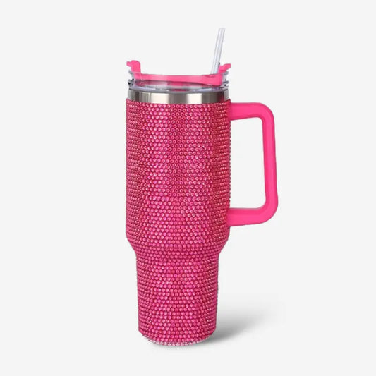 Diamond Bling Travel Mug - Fuschia Pink