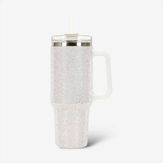 Diamond Bling Travel Mug - White