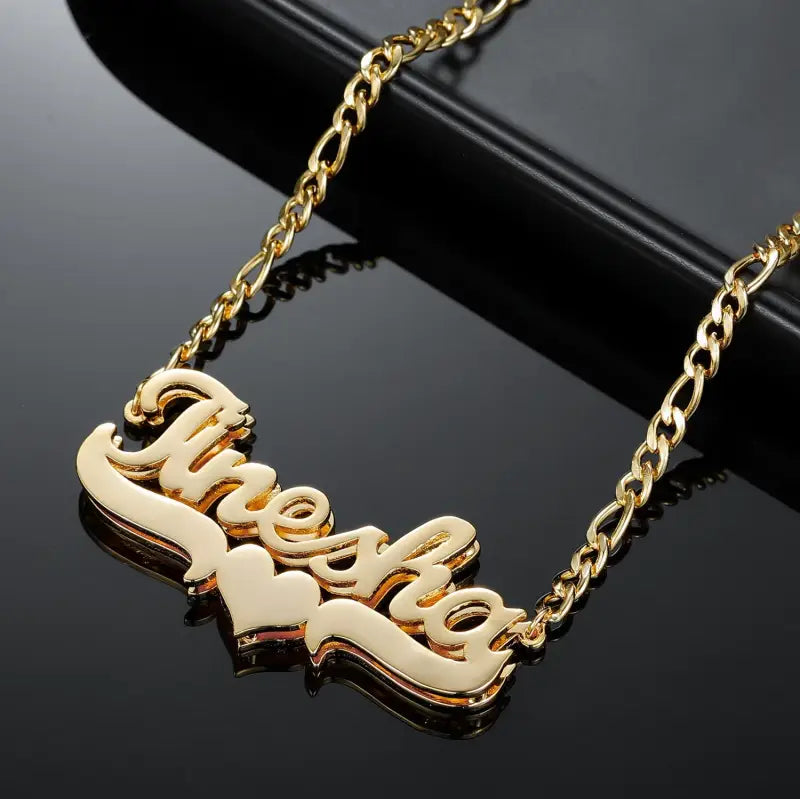 Double-Layered Gold Script Name Necklace: Elegant & Bold