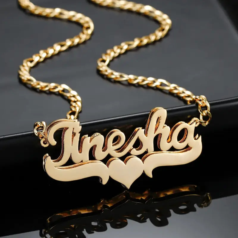 Double-Layered Gold Script Name Necklace: Elegant & Bold