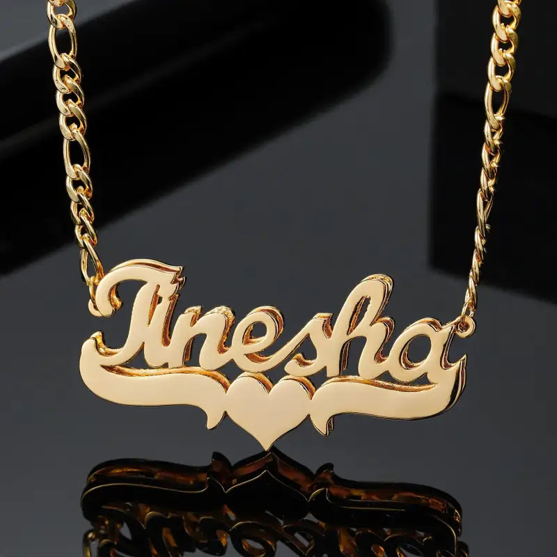 Double-Layered Gold Script Name Necklace: Elegant & Bold