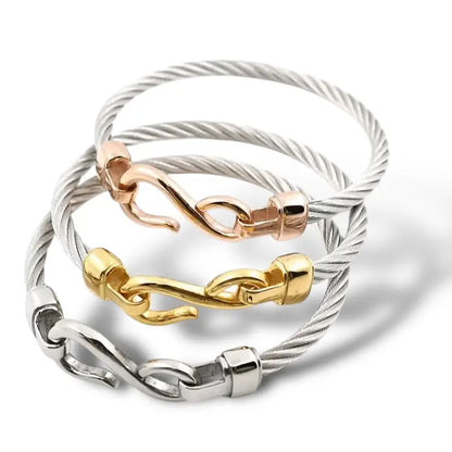 Dual-Tone Cable Hook Bracelet - Jewelry