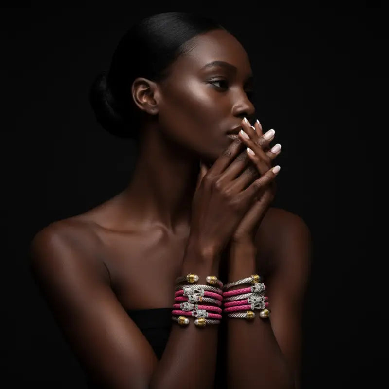 Elegant Cable Bangle Collection with Gemstone Accents - Jewelry