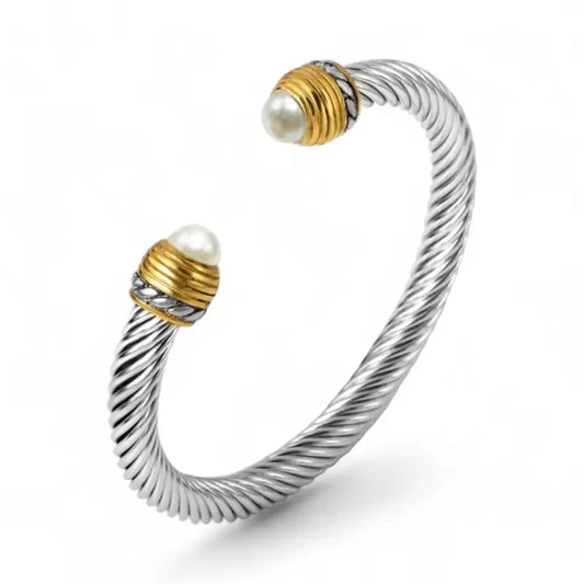 Elegant Cable Bangle Collection with Gemstone Accents - Jewelry