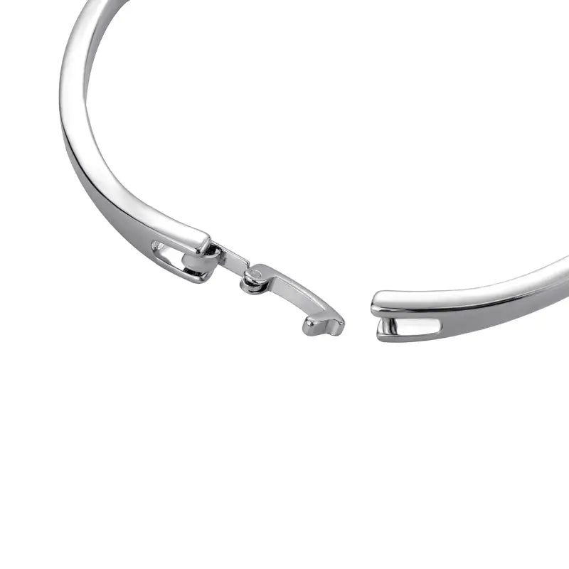 Elegant Clover Bangle Bracelet in Stainless Steel with Enamel Inlay