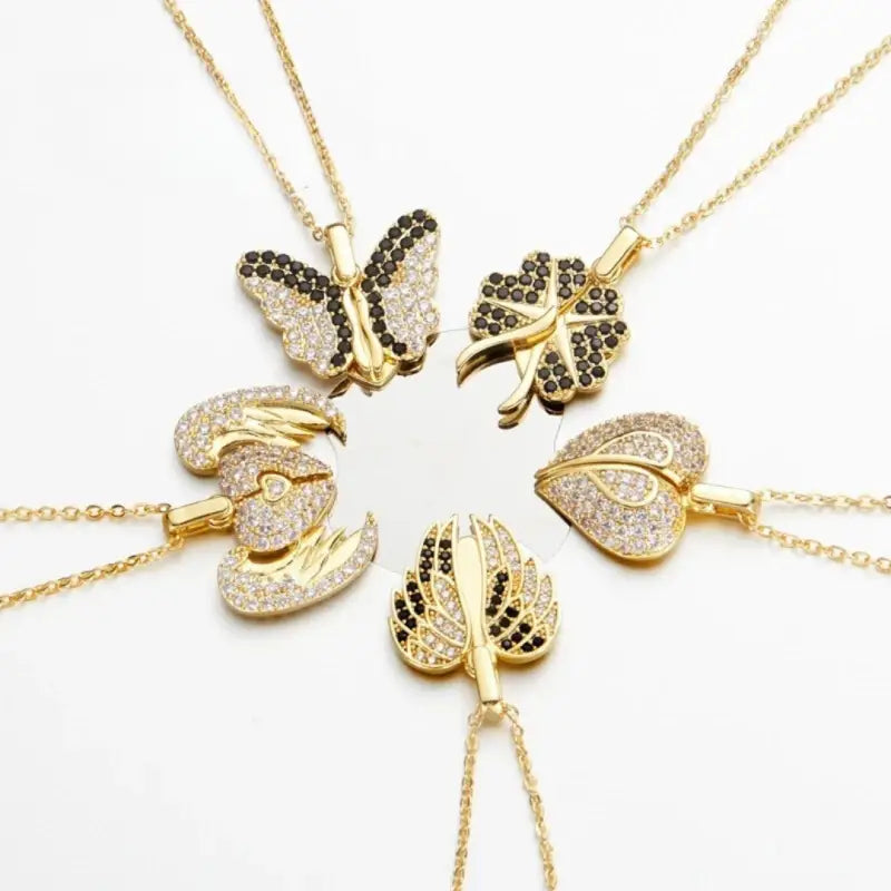 Elegant Two-Tone Leaf Pendant Necklace - Jewelry