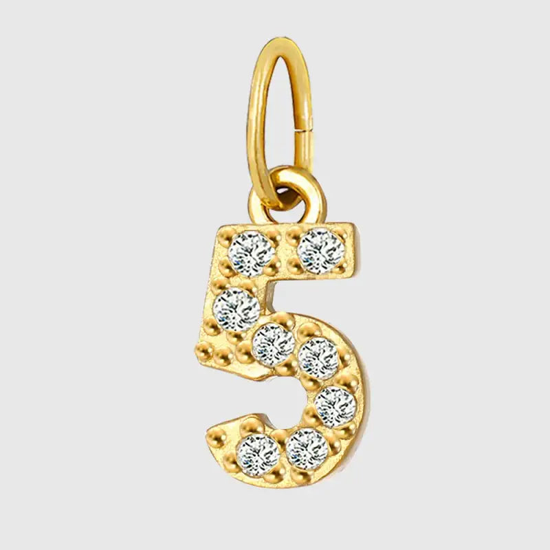 eManco Luxury Zirconia Alphanumeric Pendant Stainless Steel Gold Plated DIY Necklace Wholesale ZP39295D5