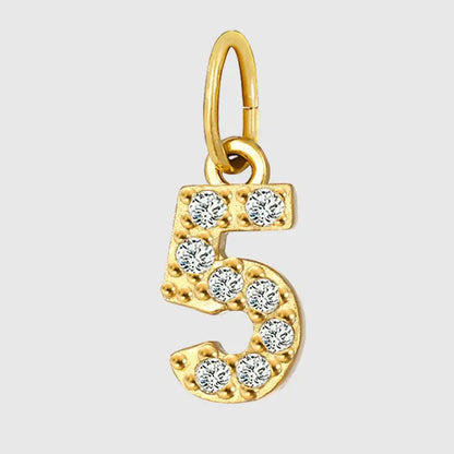 eManco Luxury Zirconia Alphanumeric Pendant Stainless Steel Gold Plated DIY Necklace Wholesale ZP39295D5