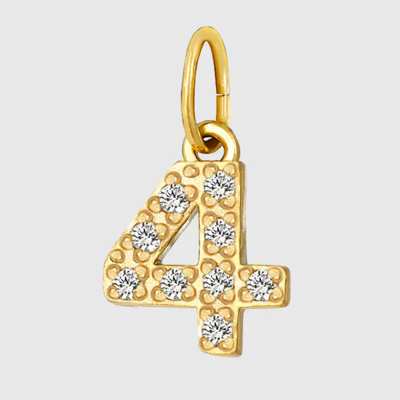 eManco Luxury Zirconia Alphanumeric Pendant Stainless Steel Gold Plated DIY Necklace Wholesale ZP39295D4