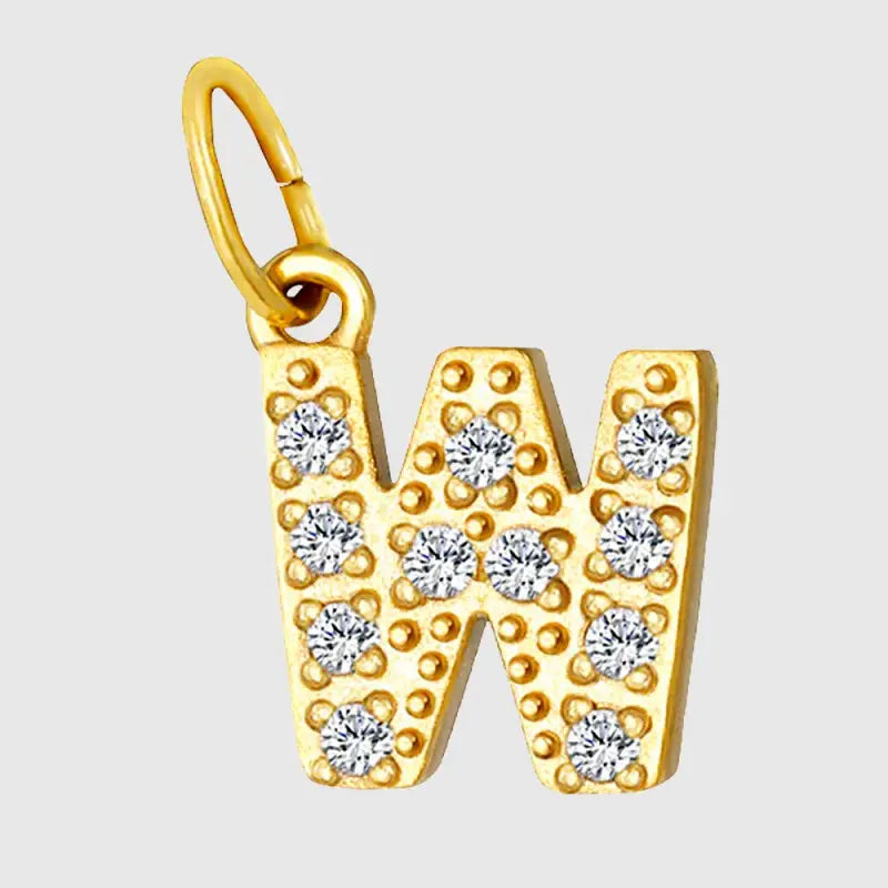 eManco Luxury Zirconia Alphanumeric Pendant Stainless Steel Gold Plated DIY Necklace Wholesale ZP39269 W