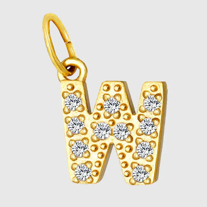 eManco Luxury Zirconia Alphanumeric Pendant Stainless Steel Gold Plated DIY Necklace Wholesale ZP39269 W