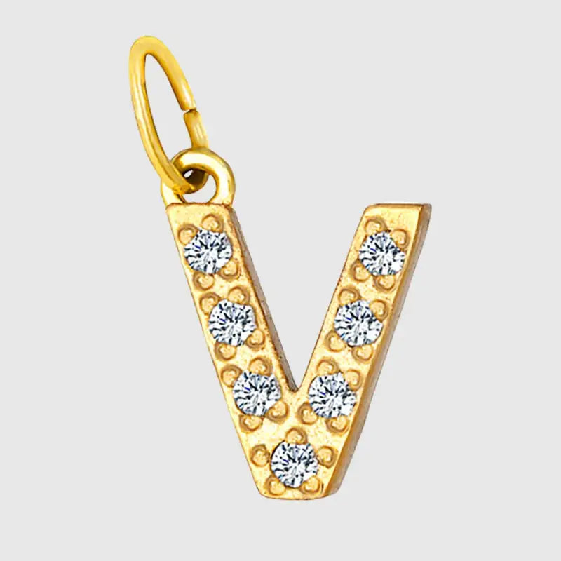 eManco Luxury Zirconia Alphanumeric Pendant Stainless Steel Gold Plated DIY Necklace Wholesale ZP39269 V