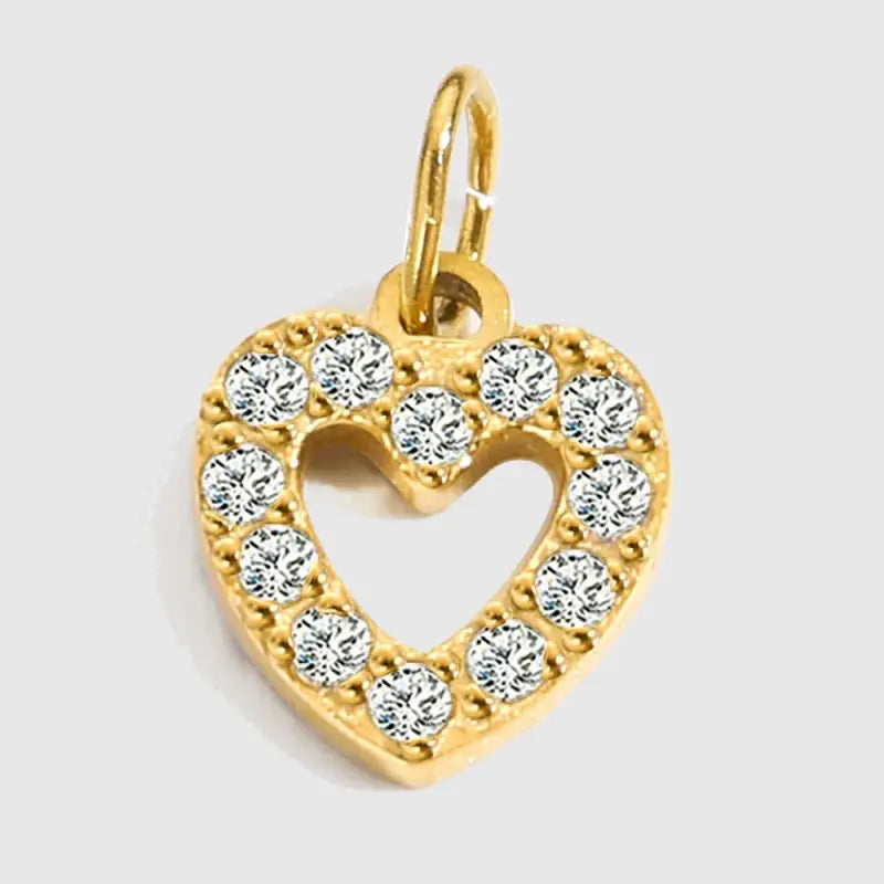 eManco Luxury Zirconia Alphanumeric Pendant Stainless Steel Gold Plated DIY Necklace Wholesale ZP39305 Heart
