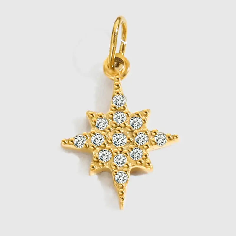 eManco Luxury Zirconia Alphanumeric Pendant Stainless Steel Gold Plated DIY Necklace Wholesale ZP39308 Blind star