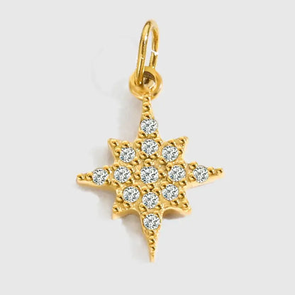 eManco Luxury Zirconia Alphanumeric Pendant Stainless Steel Gold Plated DIY Necklace Wholesale ZP39308 Blind star