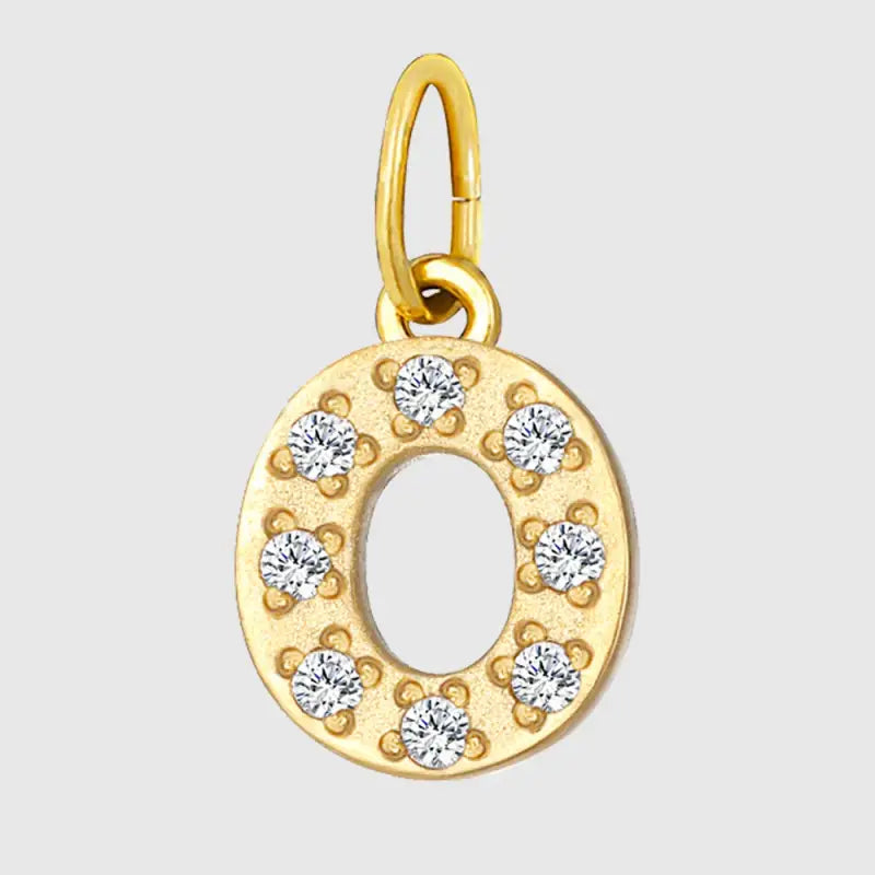 eManco Luxury Zirconia Alphanumeric Pendant Stainless Steel Gold Plated DIY Necklace Wholesale ZP39269 O