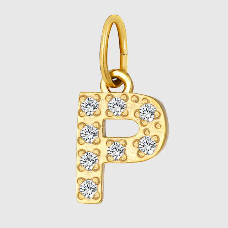 eManco Luxury Zirconia Alphanumeric Pendant Stainless Steel Gold Plated DIY Necklace Wholesale ZP39269 P