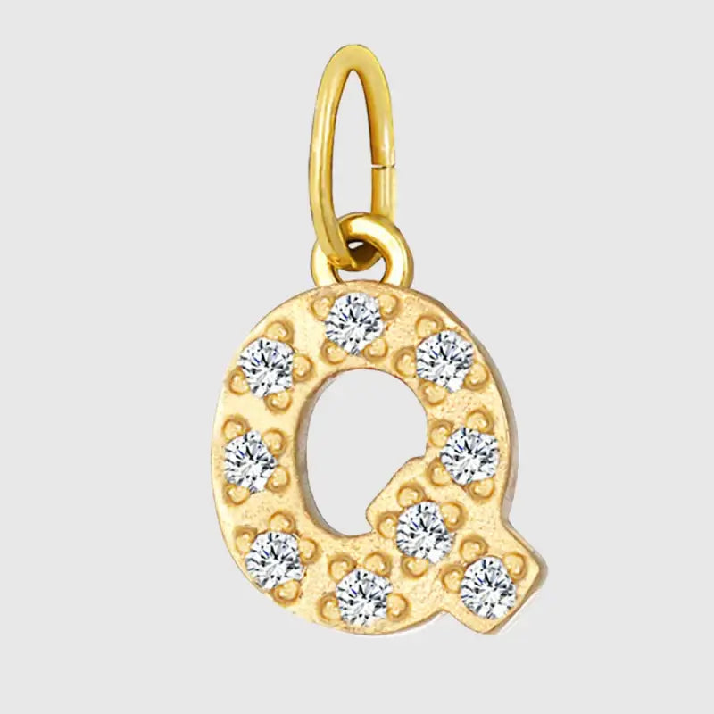 eManco Luxury Zirconia Alphanumeric Pendant Stainless Steel Gold Plated DIY Necklace Wholesale ZP39269 Q