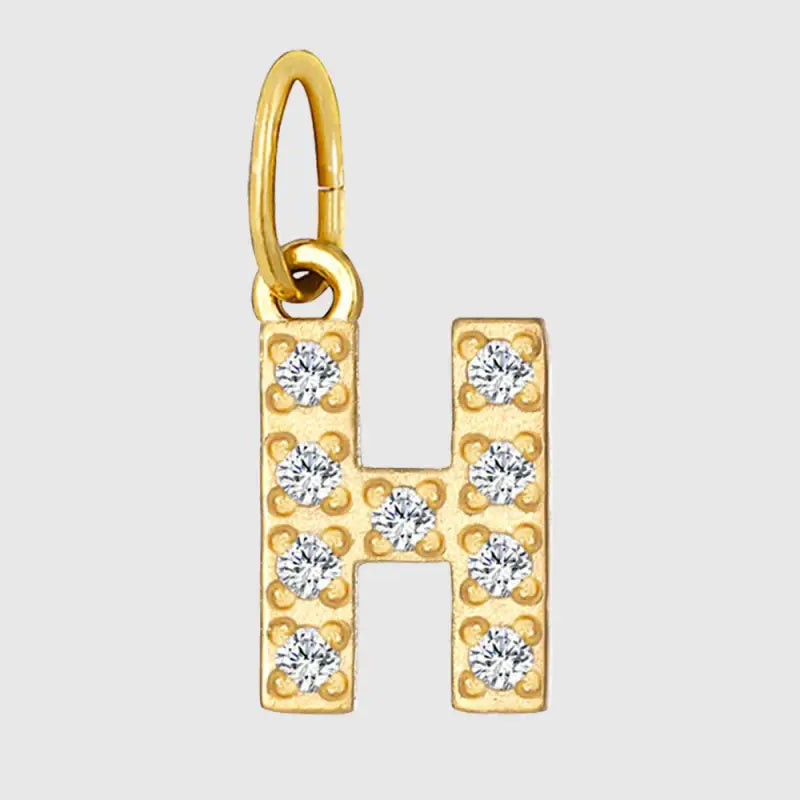eManco Luxury Zirconia Alphanumeric Pendant Stainless Steel Gold Plated DIY Necklace Wholesale ZP39269 H
