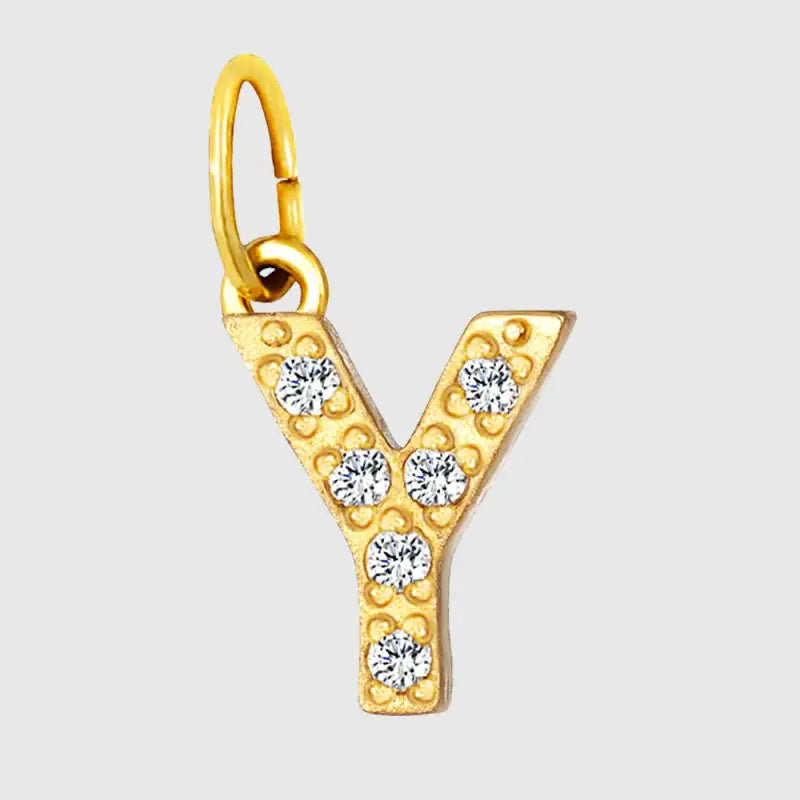 eManco Luxury Zirconia Alphanumeric Pendant Stainless Steel Gold Plated DIY Necklace Wholesale ZP39269 Y