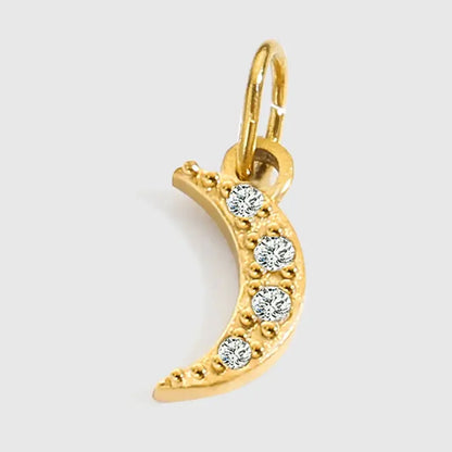 eManco Luxury Zirconia Alphanumeric Pendant Stainless Steel Gold Plated DIY Necklace Wholesale ZP39306 MOONS